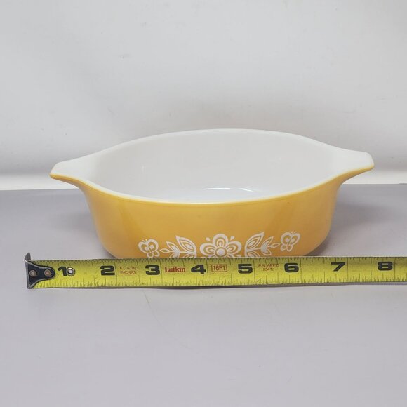 Vintage Pyrex Ovenware Butterfly Gold Flowers Oval Casserole Dish 471-B - Picture 9 of 10